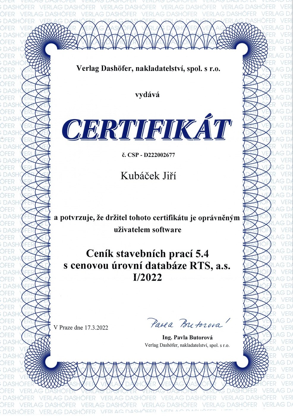 certifikát